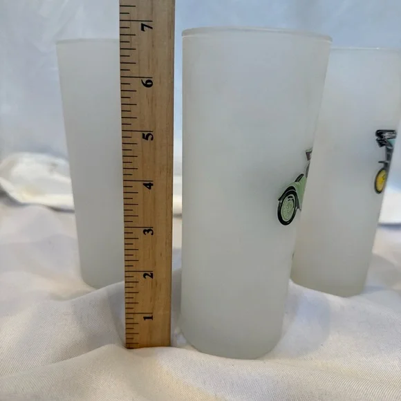 Vintage Car Drinking Glasses, Frosted Glass, Set of 4, Chevy, Ford, Cadillac… - Picture 10 of 10